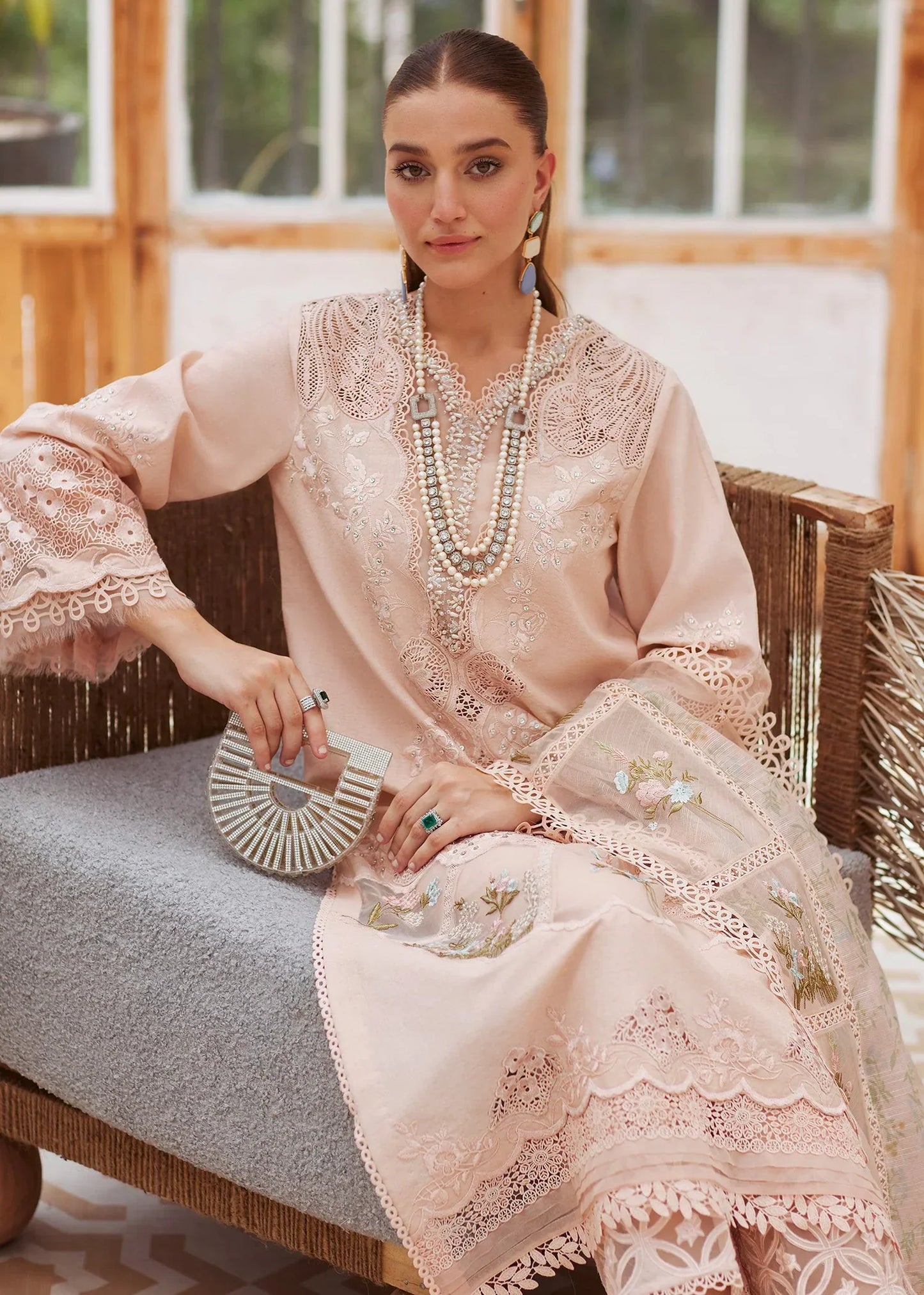 Crimson - 3Pc Lawn Embroidered Shirt With Chiffon Printed Dupatta And Trouser
