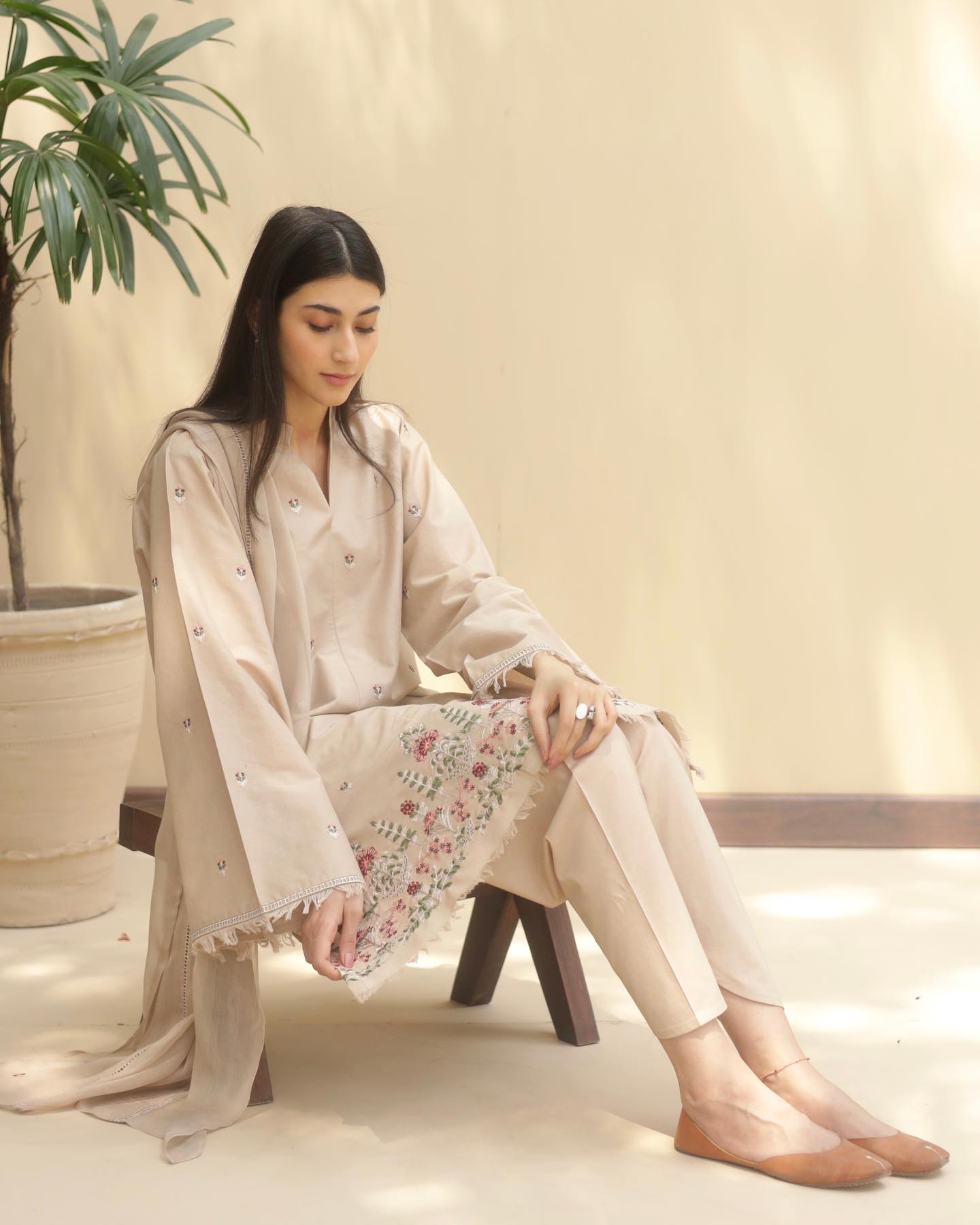 Dyot - 3Pc Lawn Embroidered Shirt With Chiffon Dupatta And Trouser
