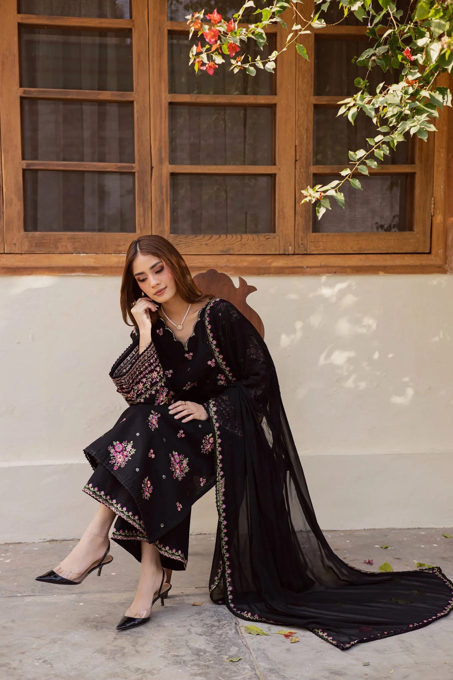 Batik - 3Pc Lawn Embroidered Shirt With Chiffon Embroidered Dupatta And Trouser