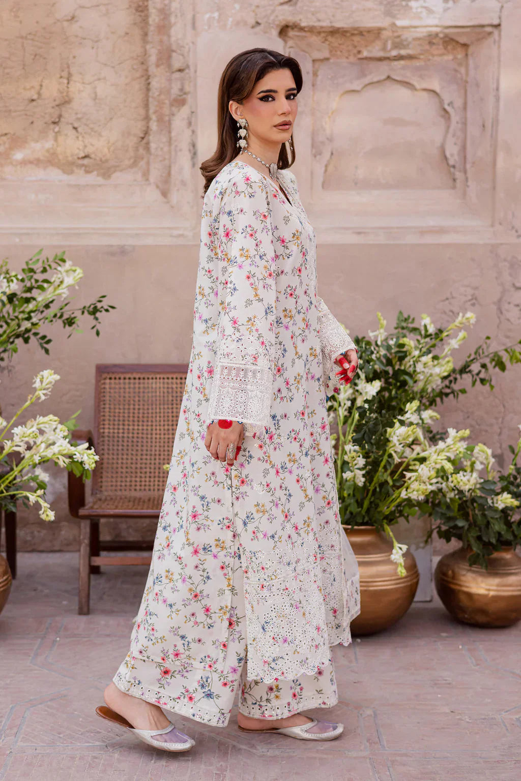 Batik - 3Pc Lawn Printed Shirt With Organza Embroidered Dupatta And Trouser