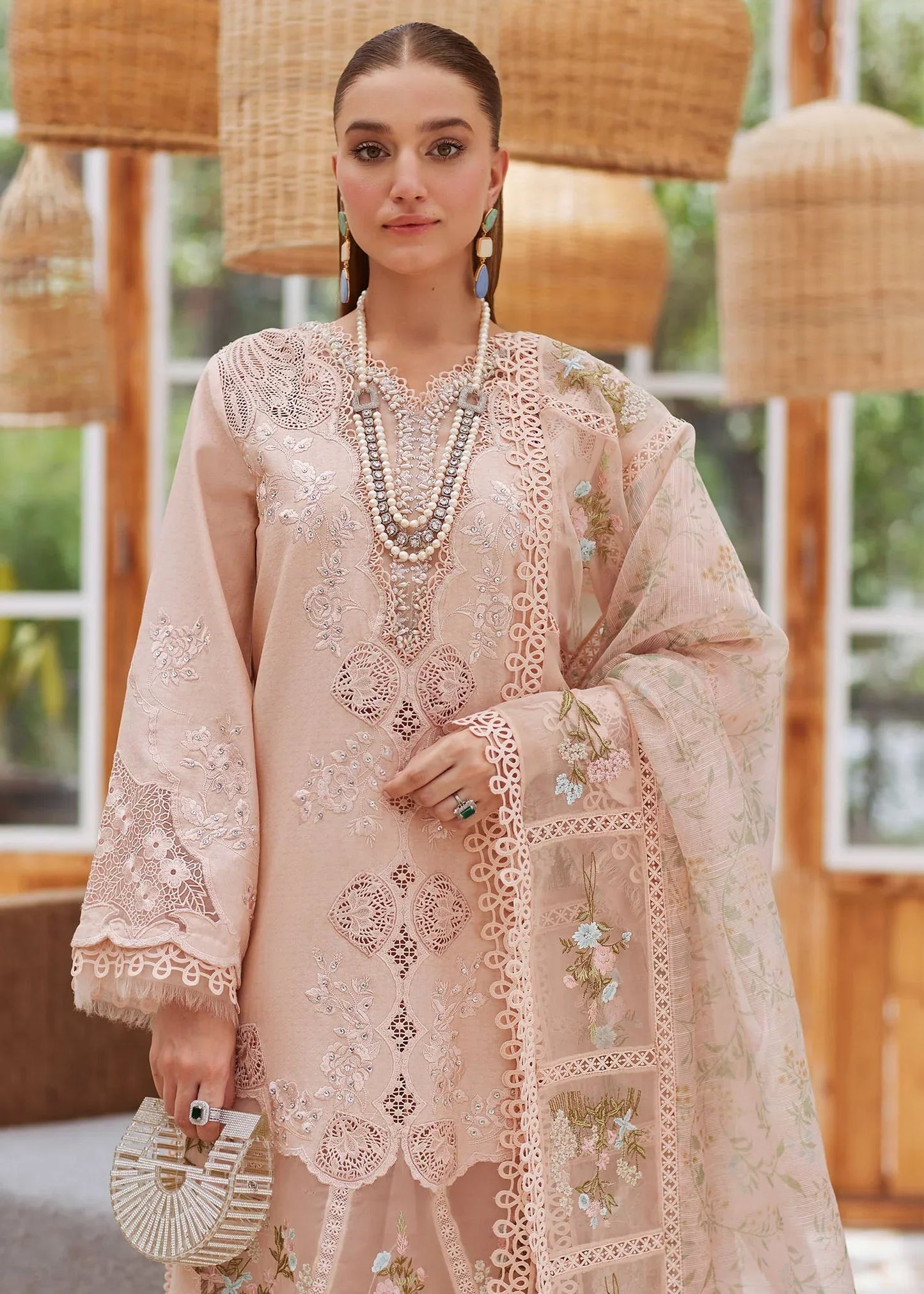 Crimson - 3Pc Lawn Embroidered Shirt With Chiffon Printed Dupatta And Trouser