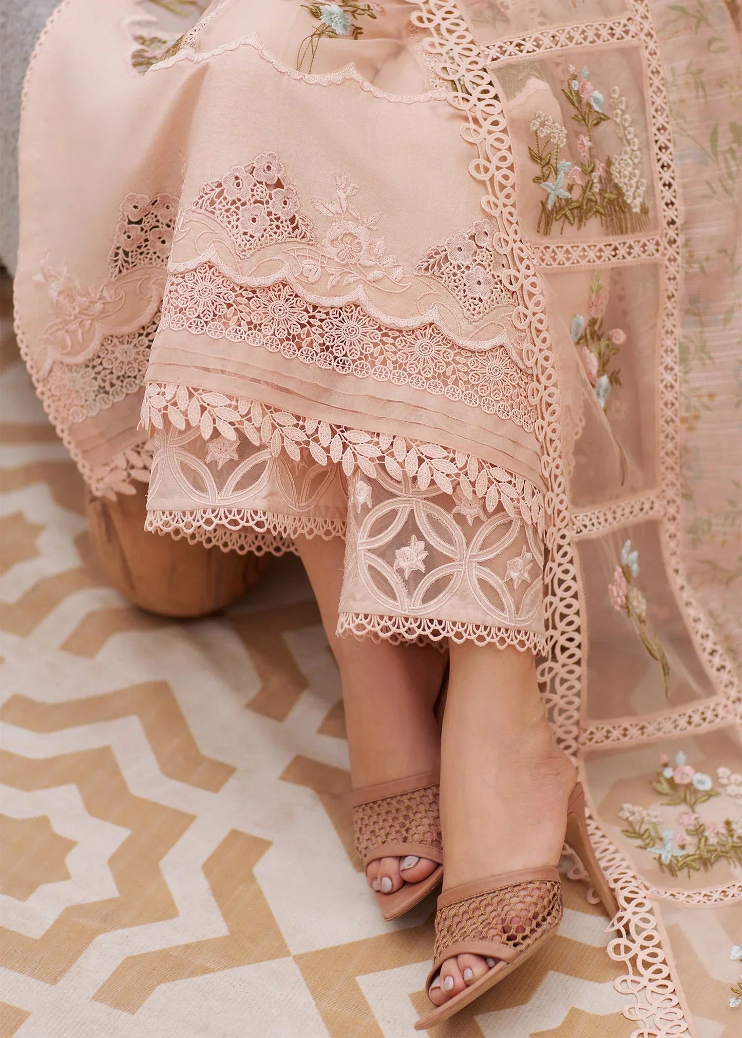 Crimson - 3Pc Lawn Embroidered Shirt With Chiffon Printed Dupatta And Trouser