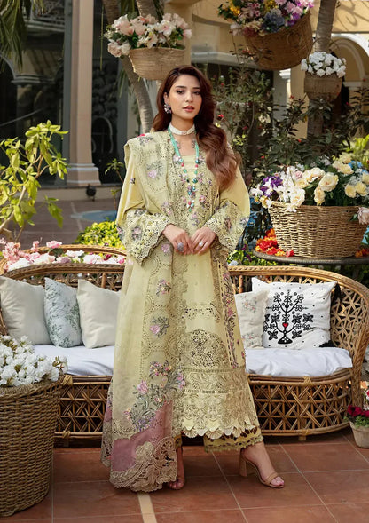 Elaf - 3Pc Lawn Embroidered Shirt With Khaddi Net Embroidered Dupatta And Trouser