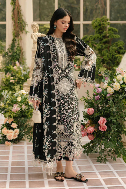 Bin Ilyaas - 3Pc Lawn Embroidered Shirt With Khaddi Net Embroidered Dupatta And Trouser