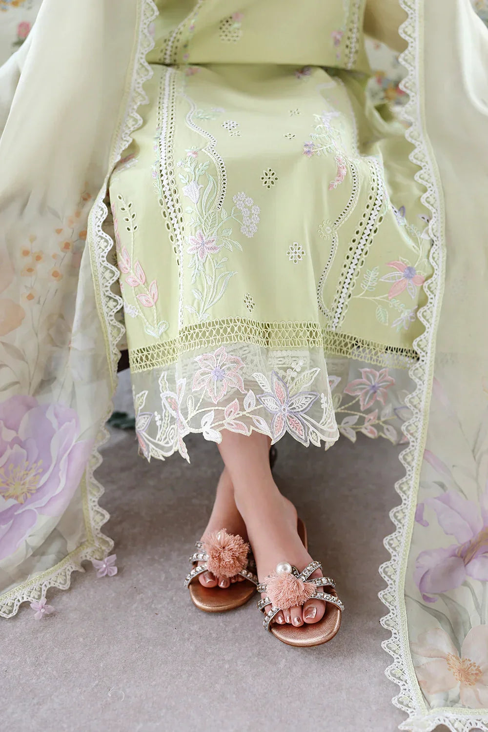 Azure - 3Pc Lawn Embroidered Shirt With Silk Printed Dupatta And Trouser