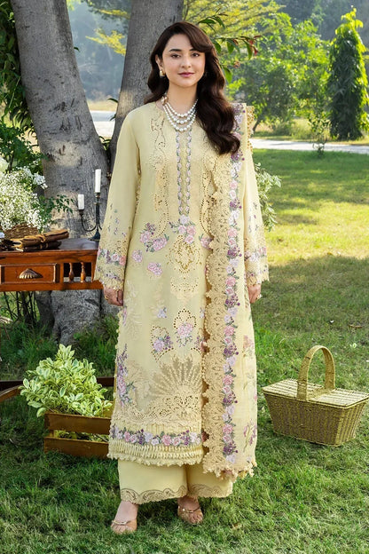 Elaf - 3Pc Lawn Embroidered Shirt With Chiffon Embroidered Dupatta And Trouser