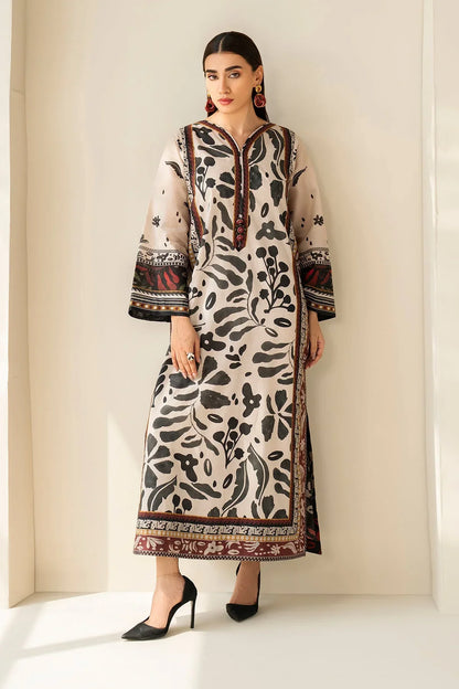 Baroque - 3Pc Lawn Printed Shirt With Silk Printed Dupatta And Trouser
