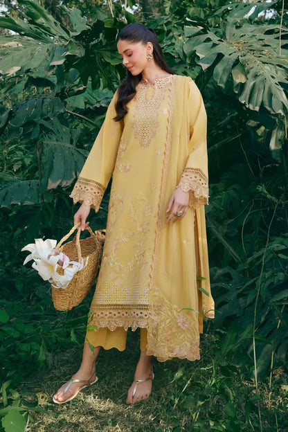 Garnet - 3Pc Lawn Embroidered Shirt With Khaddi Net Embroidered Dupatta And Trouser