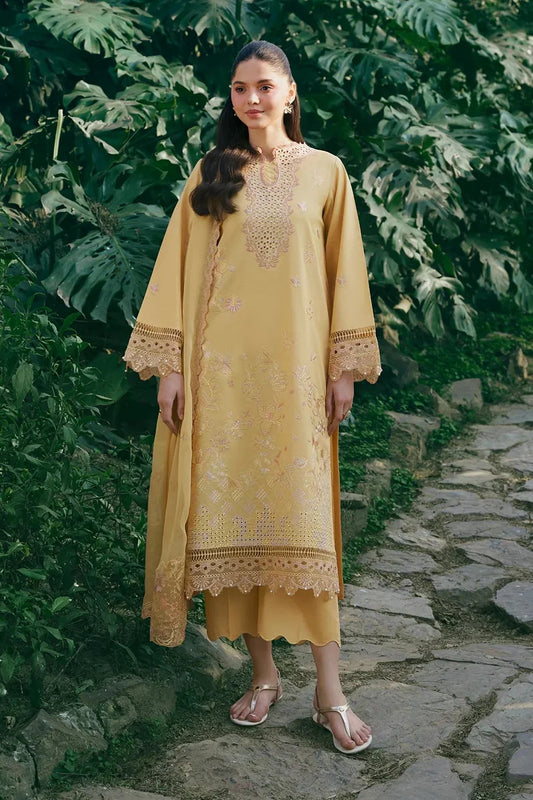 Garnet - 3Pc Lawn Embroidered Shirt With Khaddi Net Embroidered Dupatta And Trouser