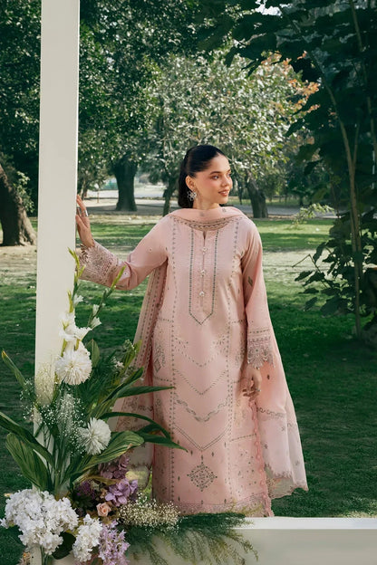 Garnet - 3Pc Lawn Embroidered Shirt With Khaddi Net Embroidered Dupatta And Trouser