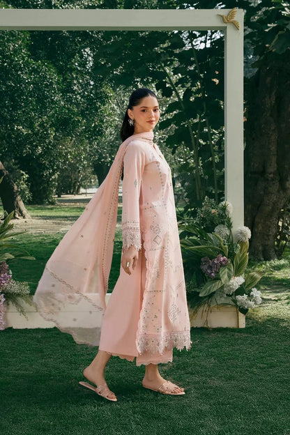 Garnet - 3Pc Lawn Embroidered Shirt With Khaddi Net Embroidered Dupatta And Trouser