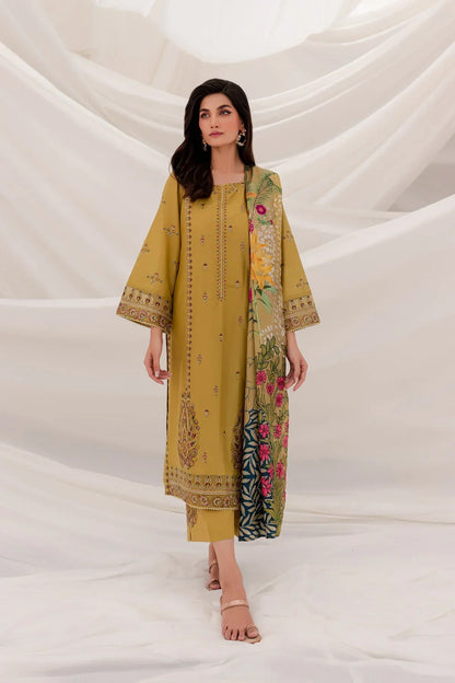 Batik - 3Pc Lawn Embroidered Shirt With Manaar Printed Dupatta & Trouser