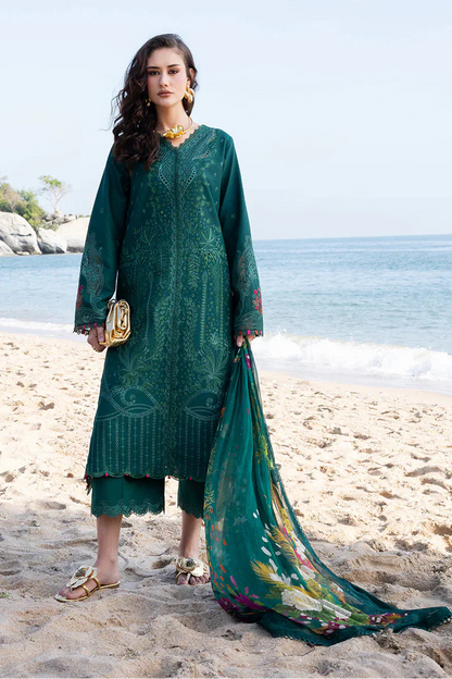 Fiona - 3Pc Lawn Chikankaari Embroidered Shirt With Chiffon Printed Dupatta And Trouser