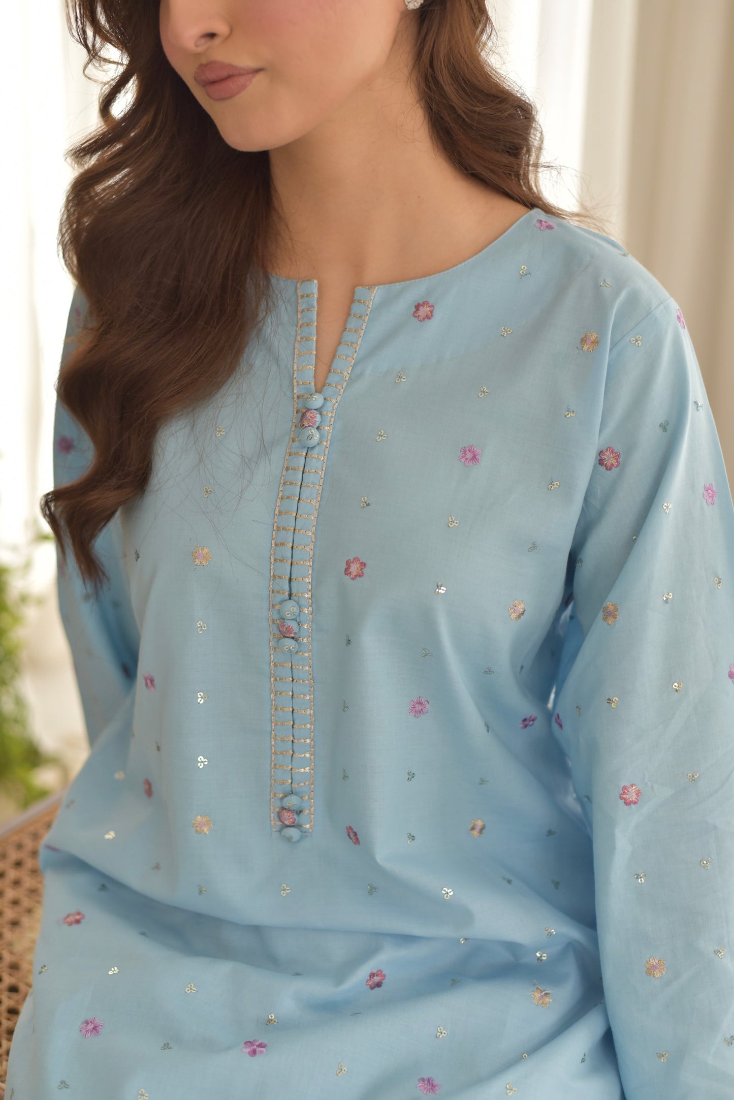 Aisling - 3Pc Lawn Embroidered Shirt With Chiffon Printed Dupatta And Trouser