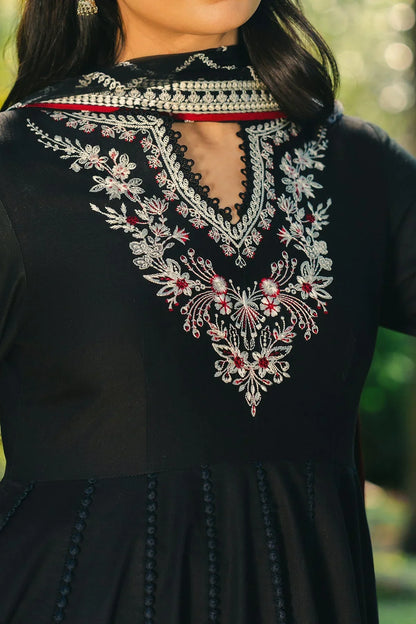 Afrozeh - 3Pc Lawn Embroidered Frock With Chiffon Embroidered Dupatta And Trouser