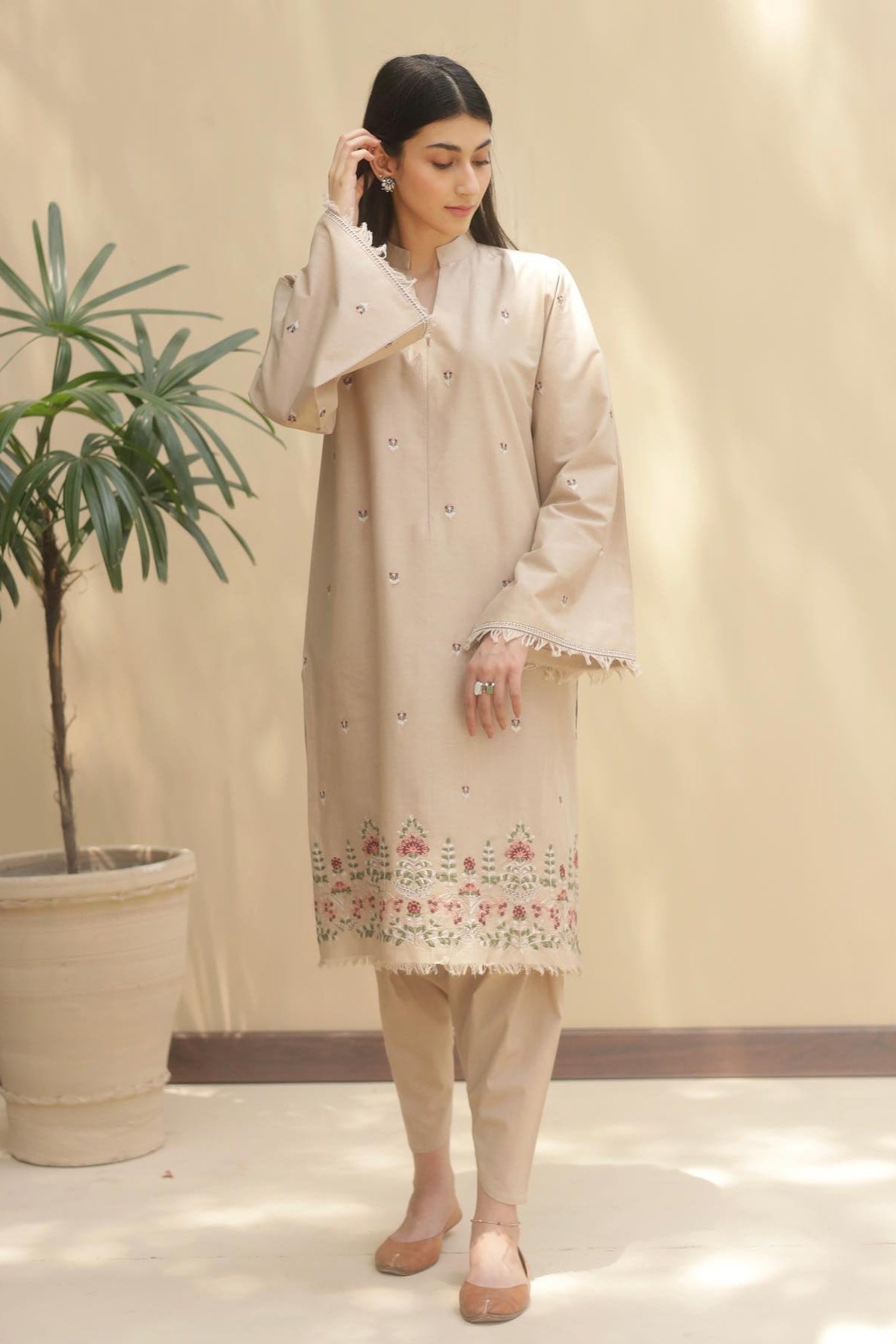 Dyot - 3Pc Lawn Embroidered Shirt With Chiffon Dupatta  And Trouser