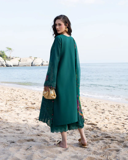 Fiona - 3Pc Lawn Chikankaari Embroidered Shirt With Chiffon Printed Dupatta And Trouser