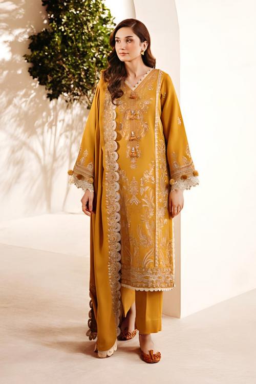 Florent - 3Pc Lawn Embroidered Shirt With Chiffon Embroidered Dupatta And Trouser