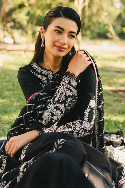 Afrozeh - 3Pc Lawn Embroidered Frock With Chiffon Embroidered Dupatta And Trouser