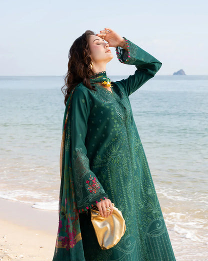 Fiona - 3Pc Lawn Chikankaari Embroidered Shirt With Chiffon Printed Dupatta And Trouser