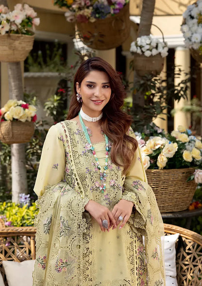 Elaf - 3Pc Lawn Embroidered Shirt With Khaddi Net Embroidered Dupatta And Trouser