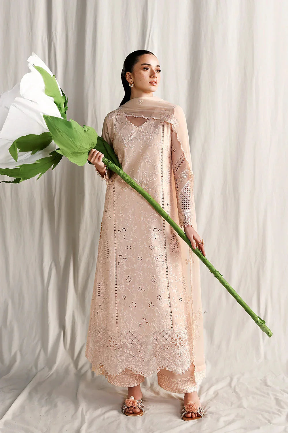 Azure - 3Pc Lawn Embroidered Shirt With Chiffon Embroidered Dupatta And Trouser