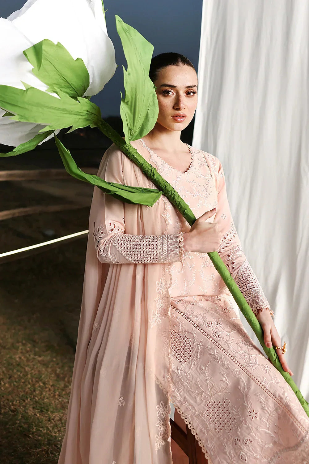 Azure - 3Pc Lawn Embroidered Shirt With Chiffon Embroidered Dupatta And Trouser
