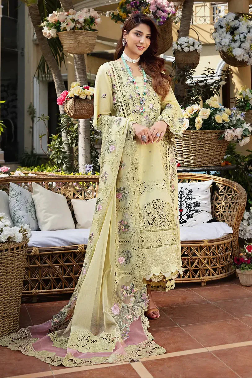 Elaf - 3Pc Lawn Embroidered Shirt With Khaddi Net Embroidered Dupatta And Trouser