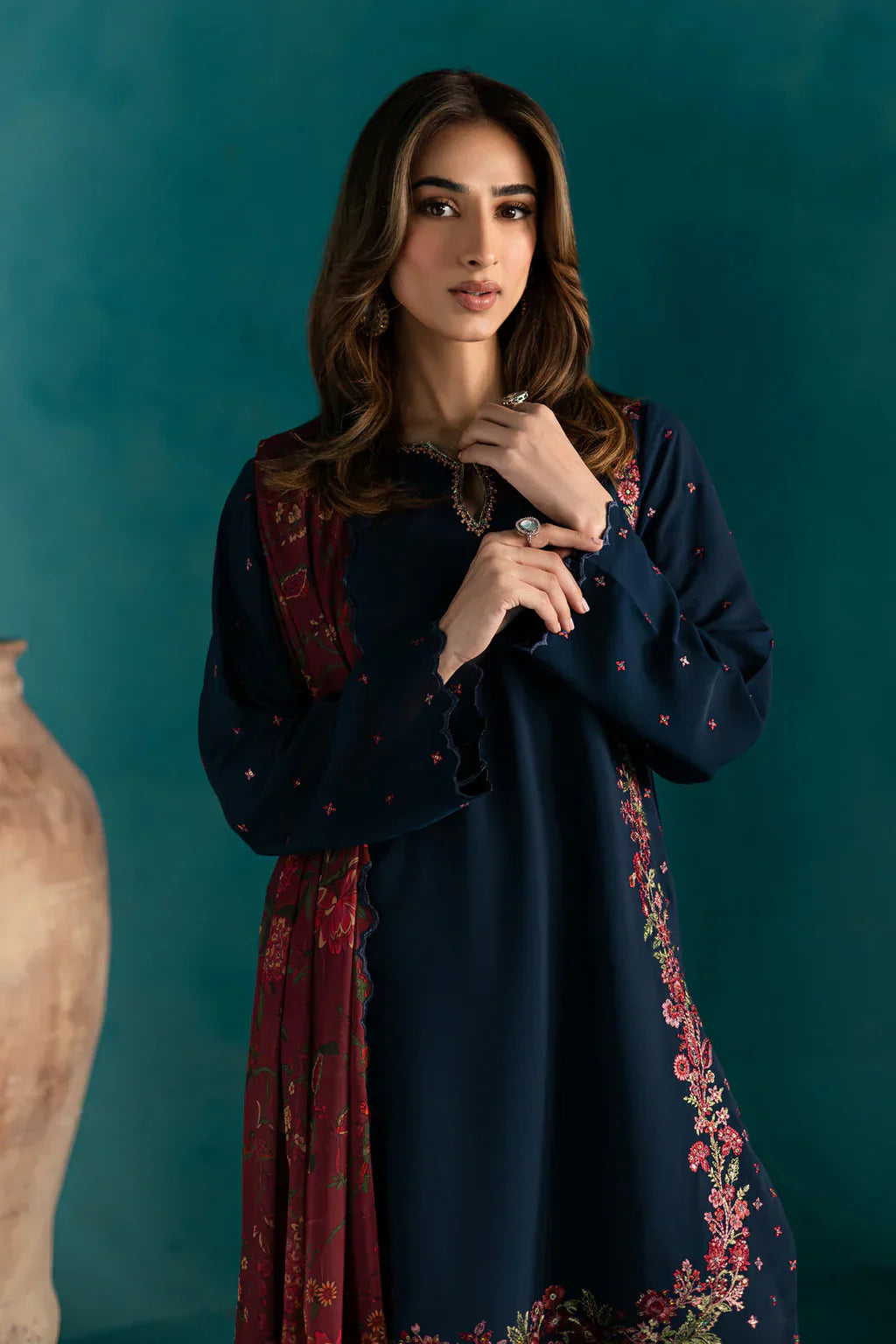 Batik - 3Pc Lawn Embroidered Shirt With Chiffon Printed Dupatta And Trouser