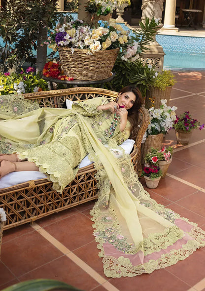 Elaf - 3Pc Lawn Embroidered Shirt With Khaddi Net Embroidered Dupatta And Trouser