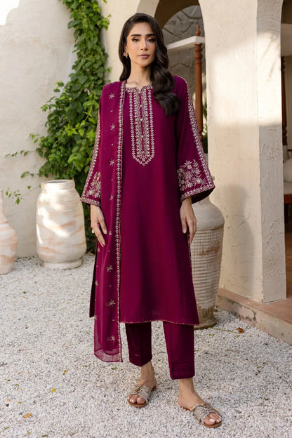 Batik - 3Pc Lawn Embroidered Shirt With Chiffon Embroidered Dupatta And Trouser