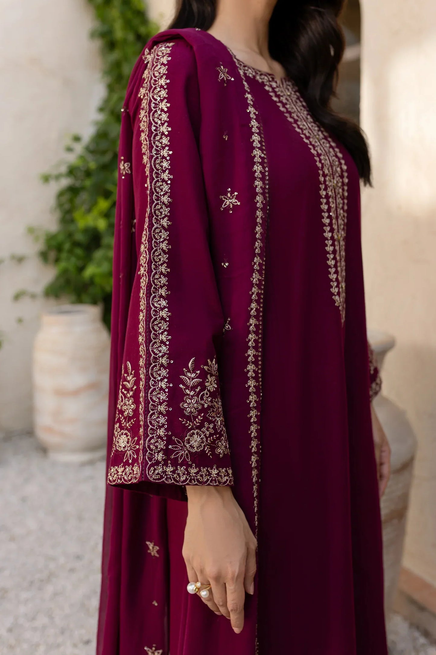 Batik - 3Pc Lawn Embroidered Shirt With Chiffon Embroidered Dupatta And Trouser