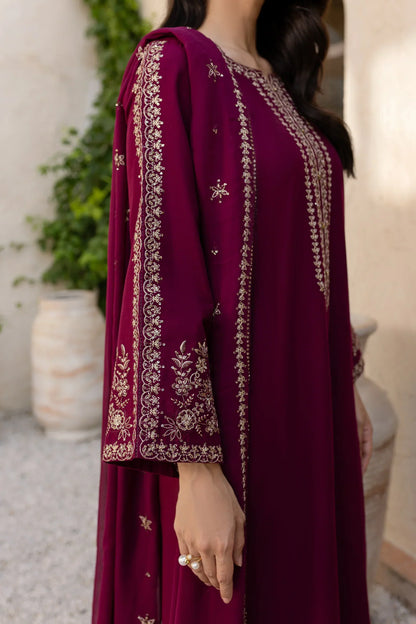 Batik - 3Pc Lawn Embroidered Shirt With Chiffon Embroidered Dupatta And Trouser