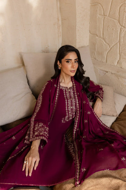 Batik - 3Pc Lawn Embroidered Shirt With Chiffon Embroidered Dupatta And Trouser