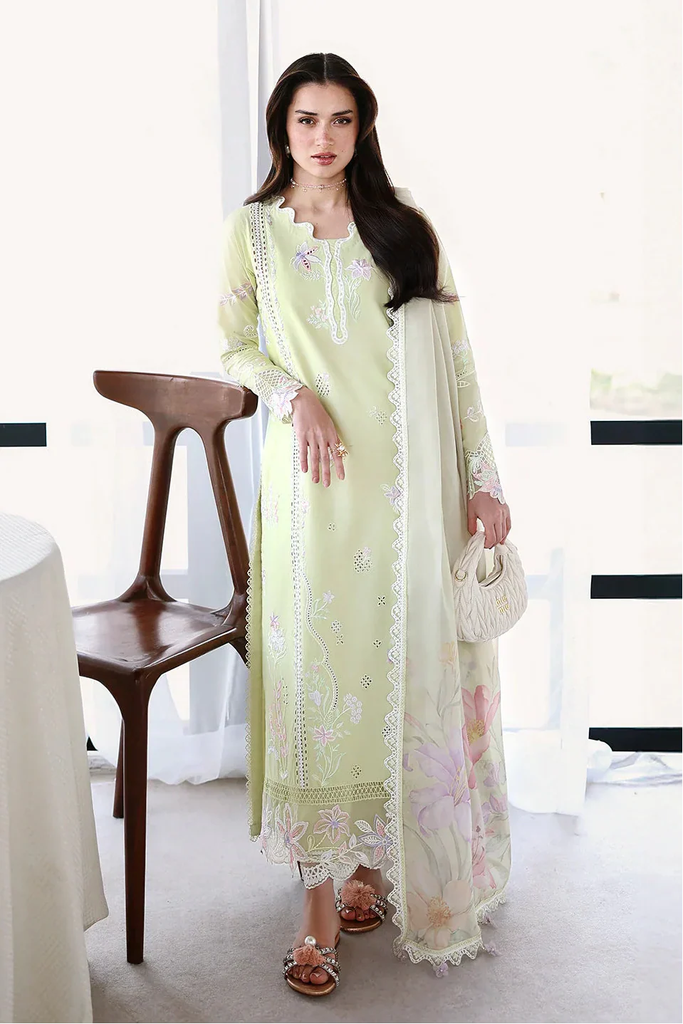 Azure - 3Pc Lawn Embroidered Shirt With Silk Printed Dupatta And Trouser
