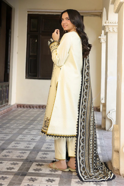 Asim Jofa - 3Pc Lawn Embroidered Shirt With Manaar Printed Dupatta And Trouser