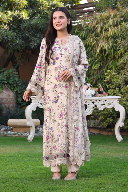 Aneelas - 3Pc Lawn Printed Shirt With Silk Printed Dupatta And Trouser