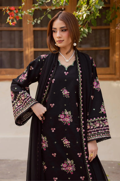 Batik - 3Pc Lawn Embroidered Shirt With Chiffon Embroidered Dupatta And Trouser