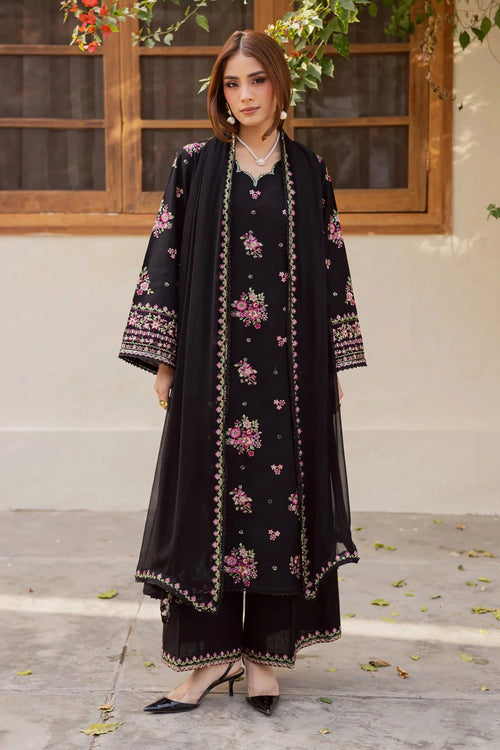Batik - 3Pc Lawn Embroidered Shirt With Chiffon Embroidered Dupatta And Trouser