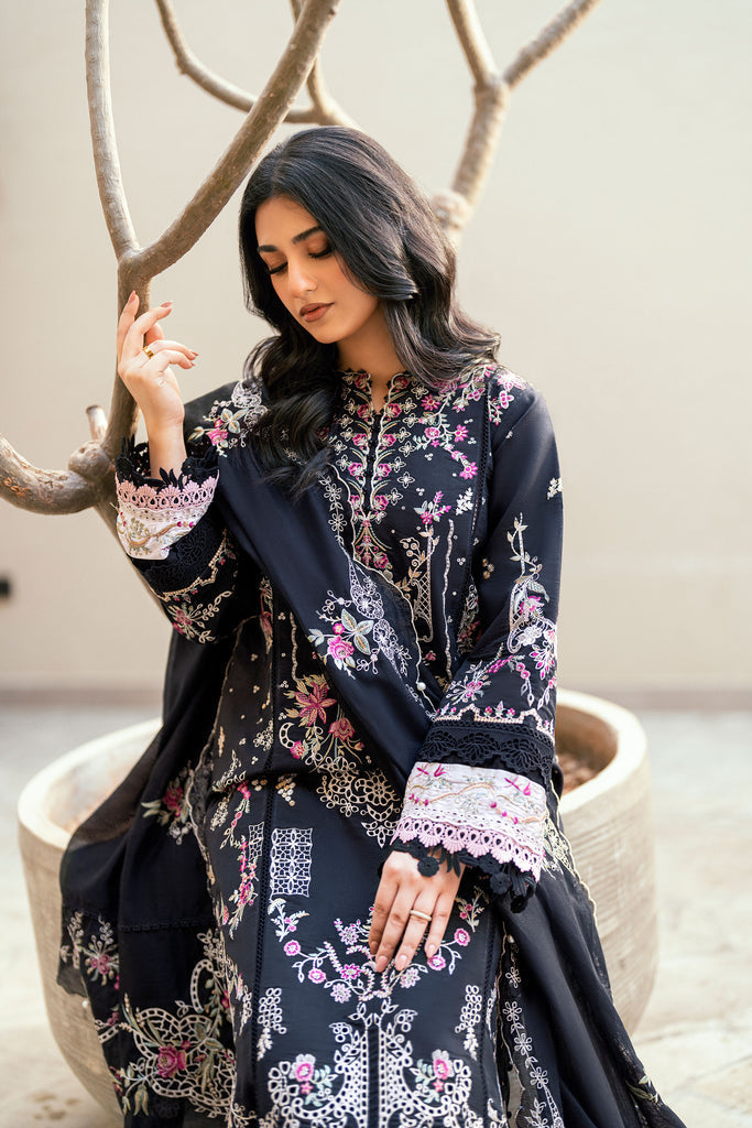 Florent - 3Pc Lawn Embroidered Shirt With Cotton Net Embroidered Dupatta And Trouser