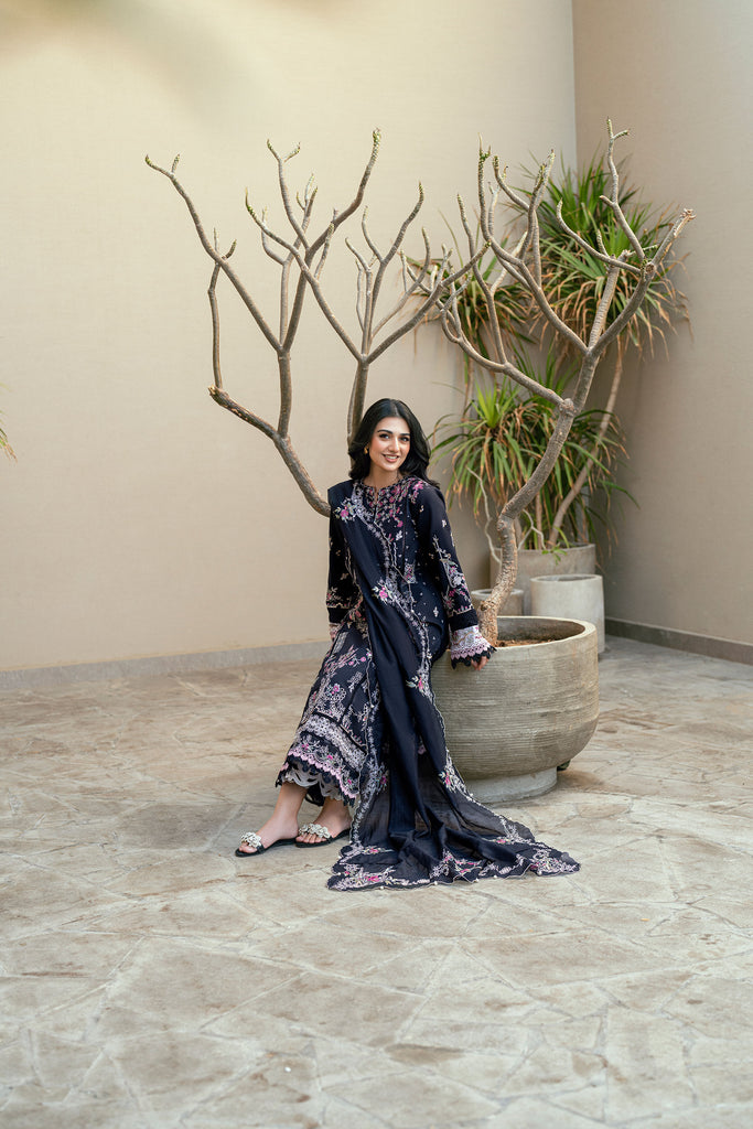 Florent - 3Pc Lawn Embroidered Shirt With Cotton Net Embroidered Dupatta And Trouser
