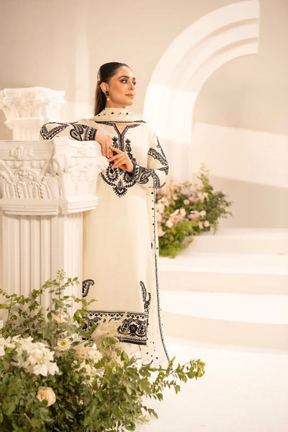 Agha Noor - 3Pc Lawn Embroidered Shirt With Khaddi Net Embroidered Dupatta And Trouser