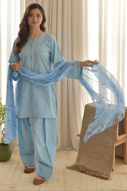 Aisling - 3Pc Lawn Embroidered Shirt With Chiffon Printed Dupatta And Trouser