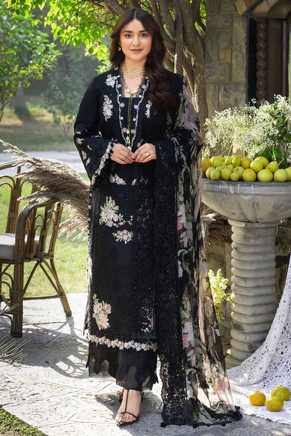 Elaf - 3Pc Lawn Chikankaari Embroidered Shirt With Chiffon Printed Dupatta And Trouser