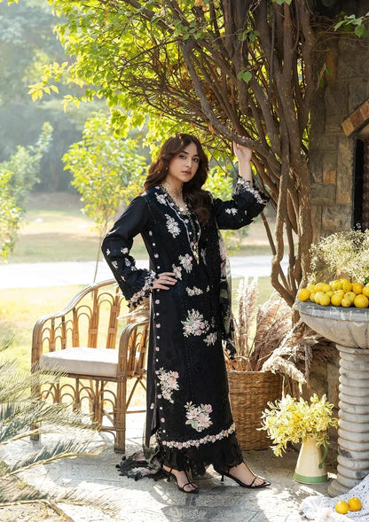 Elaf - 3Pc Lawn Chikankaari Embroidered Shirt With Chiffon Printed Dupatta And Trouser