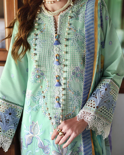 MUSHK - 3PC Lawn Embroidered Shirt With Silk Printed Dupatta And Trouser