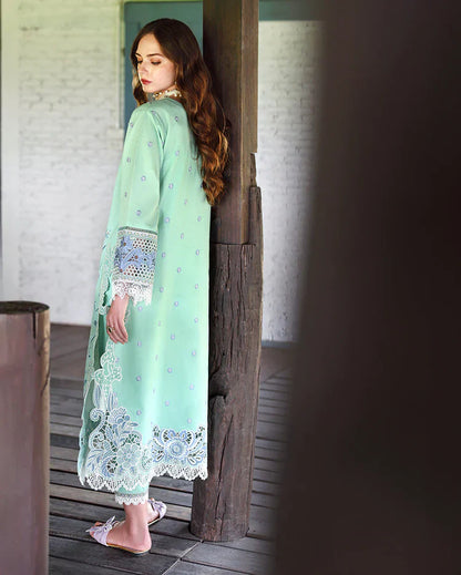 MUSHK - 3PC Lawn Embroidered Shirt With Silk Printed Dupatta And Trouser