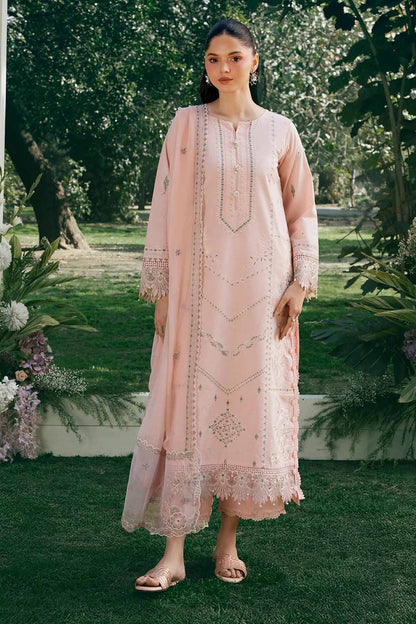 Garnet - 3Pc Lawn Embroidered Shirt With Khaddi Net Embroidered Dupatta And Trouser