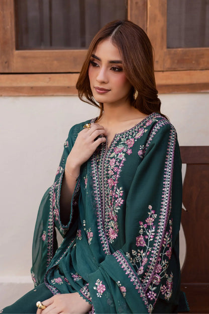 Batik - 3Pc Lawn Embroidered Shirt With Chiffon Embroidered Dupatta And Trouser