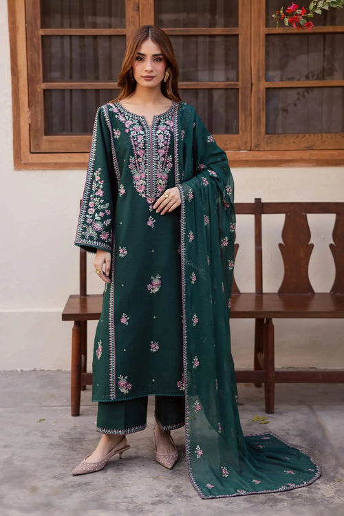 Batik - 3Pc Lawn Embroidered Shirt With Chiffon Embroidered Dupatta And Trouser